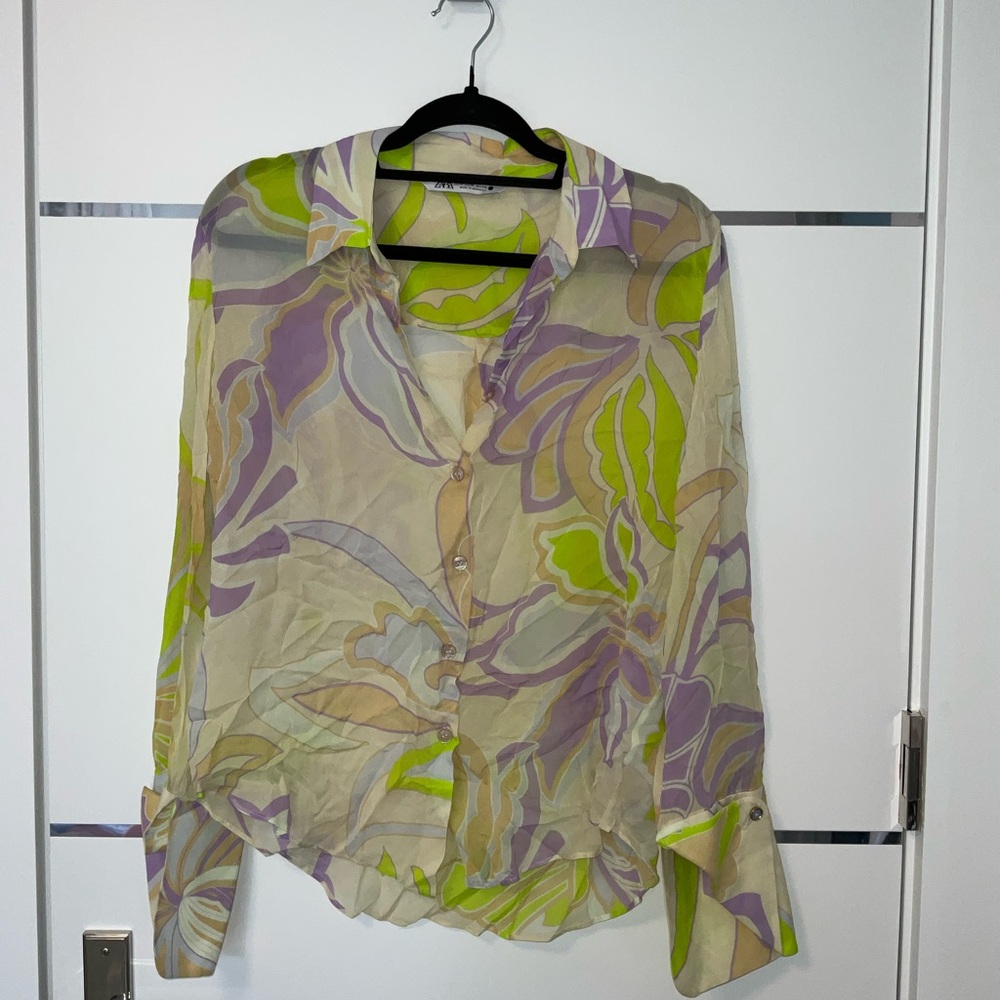 Floral Sheer Blouse - Multicolor